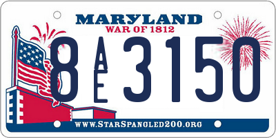 MD license plate 8AE3150