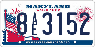 MD license plate 8AE3152