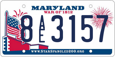 MD license plate 8AE3157
