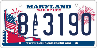MD license plate 8AE3190