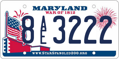 MD license plate 8AE3222