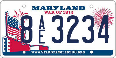 MD license plate 8AE3234