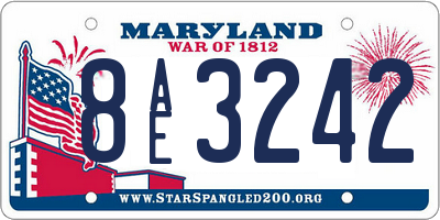 MD license plate 8AE3242