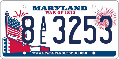 MD license plate 8AE3253
