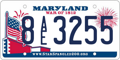 MD license plate 8AE3255