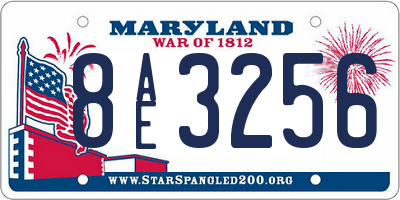 MD license plate 8AE3256