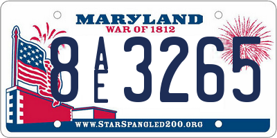 MD license plate 8AE3265