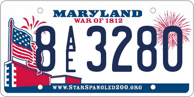 MD license plate 8AE3280