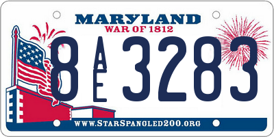MD license plate 8AE3283