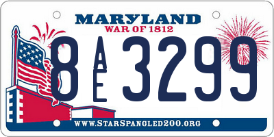 MD license plate 8AE3299