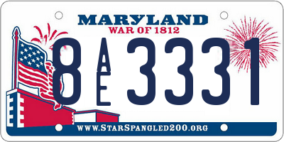 MD license plate 8AE3331