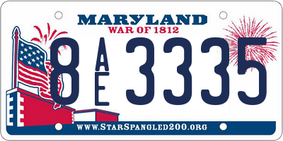 MD license plate 8AE3335