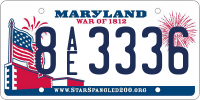 MD license plate 8AE3336