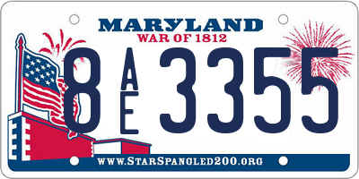 MD license plate 8AE3355