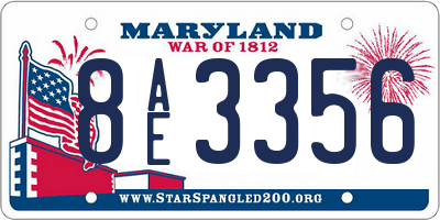MD license plate 8AE3356