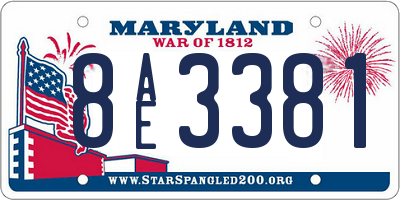 MD license plate 8AE3381