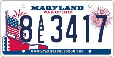 MD license plate 8AE3417