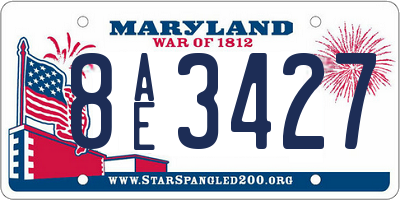 MD license plate 8AE3427