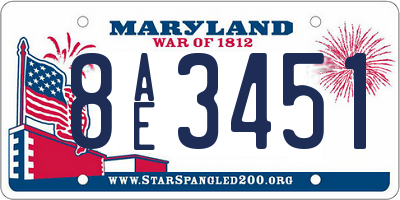 MD license plate 8AE3451