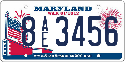 MD license plate 8AE3456