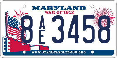 MD license plate 8AE3458