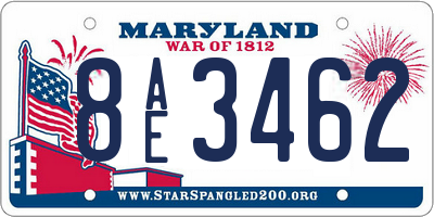 MD license plate 8AE3462