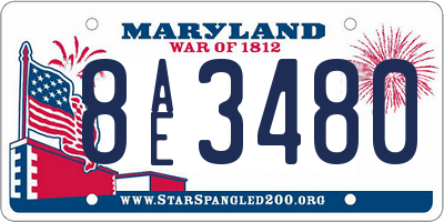 MD license plate 8AE3480