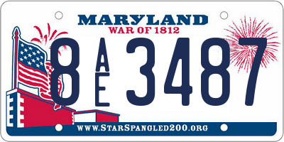 MD license plate 8AE3487