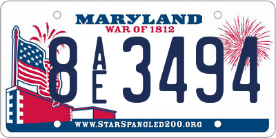 MD license plate 8AE3494