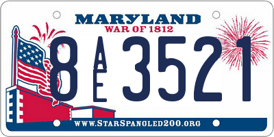 MD license plate 8AE3521