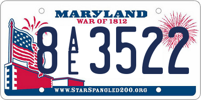 MD license plate 8AE3522