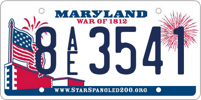 MD license plate 8AE3541