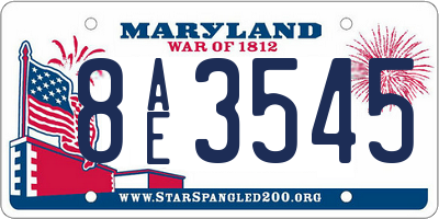 MD license plate 8AE3545