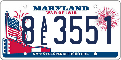 MD license plate 8AE3551