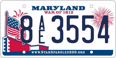 MD license plate 8AE3554