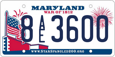 MD license plate 8AE3600