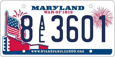 MD license plate 8AE3601