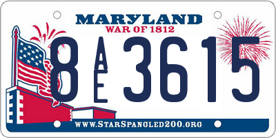 MD license plate 8AE3615