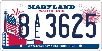 MD license plate 8AE3625