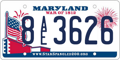 MD license plate 8AE3626
