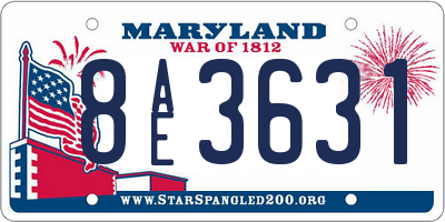 MD license plate 8AE3631
