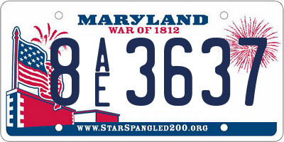 MD license plate 8AE3637