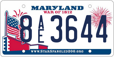 MD license plate 8AE3644