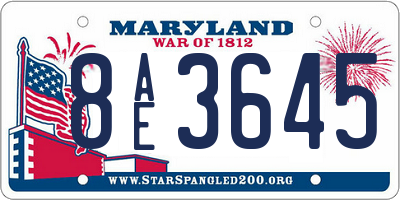 MD license plate 8AE3645