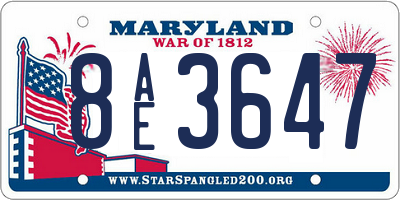 MD license plate 8AE3647