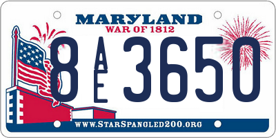 MD license plate 8AE3650