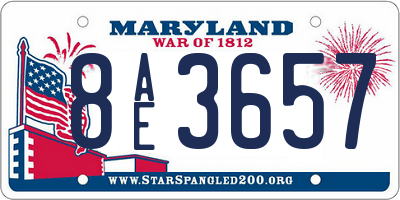 MD license plate 8AE3657