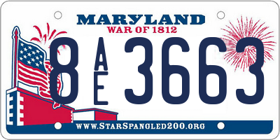 MD license plate 8AE3663