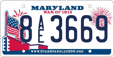 MD license plate 8AE3669