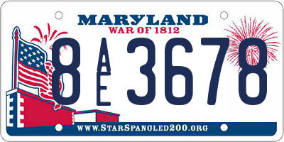 MD license plate 8AE3678